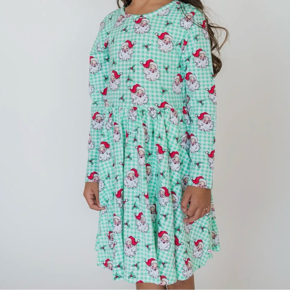 Green Santa Print Dress